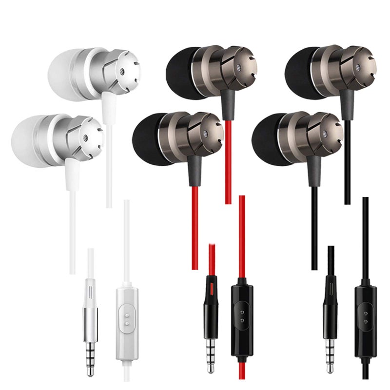 SourceTon 3 Packs Earphone with Remote & Microphone, in Ear Stereo Sound Noise Isolating Tangle Free for Smartphones, Laptops, Gaming, Fits 3.5mm Interface Device - Image 1